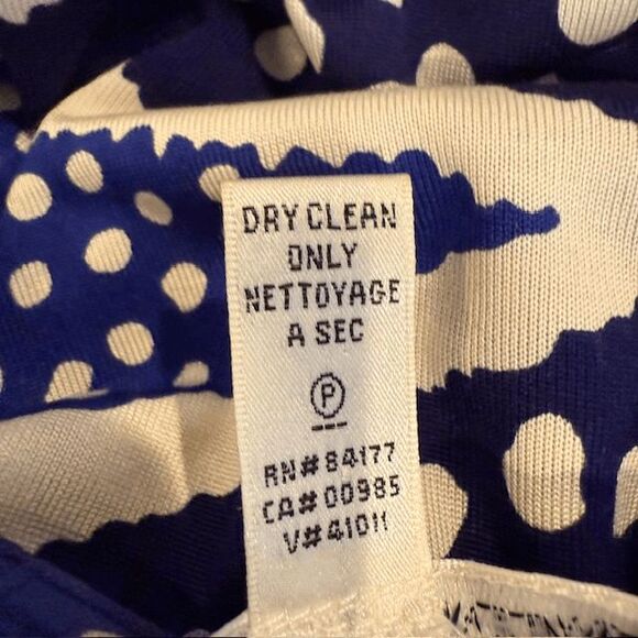 Diane Von Furstenberg Evrin Silk Jersey Pullover Dress Blue White Print Size 6 - Picture 6 of 10
